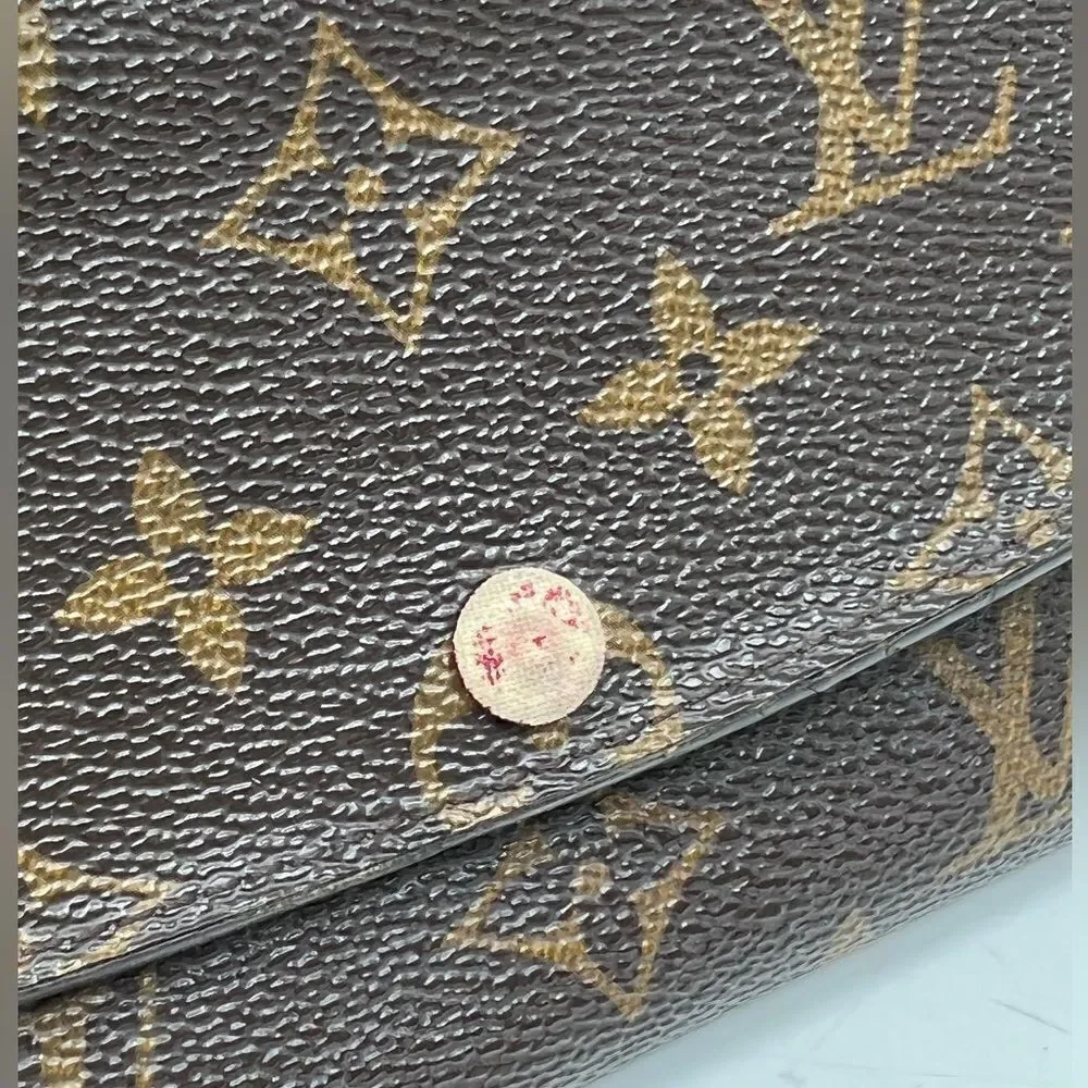 Louis Vuitton Brown Monogram Canvas Red Emilie Wallet